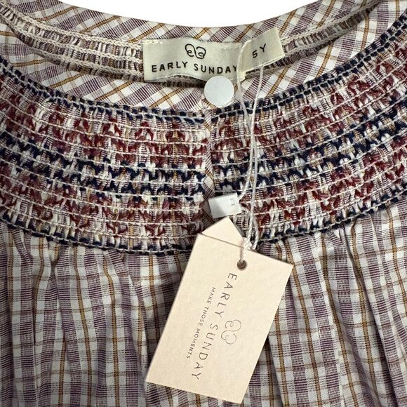 Early Sunday Girls Plaid Smocked Top Long Sleeve Cotton Blend Size 5Y - Picture 3 of 6